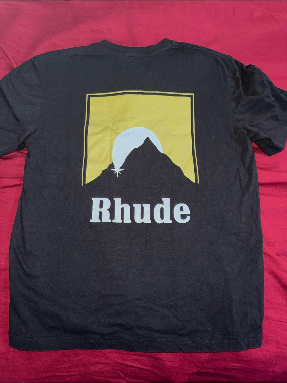 Rhude White Tee with Black Logo and Red Crest Graphic - Picture 4 of 6